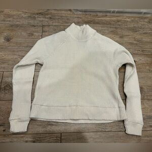 The North Face Chabot Mock Neck Long Sleeve Waffle Sweater White Ivory Small